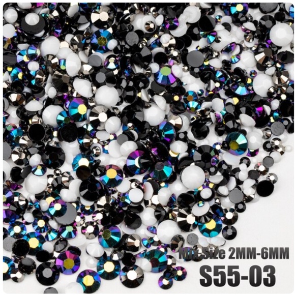 Flatback Rhinestones, Resin, 5 bags, 100g each mixed sizes 2mm-6mm - Picture 3 of 11